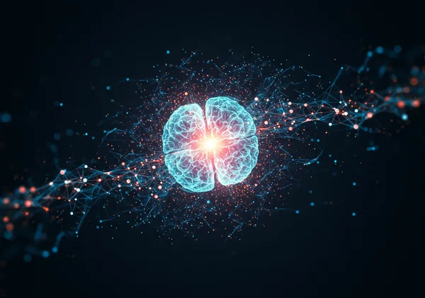Abstract AI analyzing symptom patterns for ADHD insights.