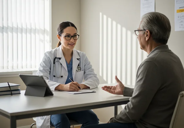 Adult discussing ADHD symptoms with a healthcare professional
