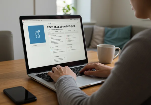 Person taking an ASRS ADHD test on a laptop.