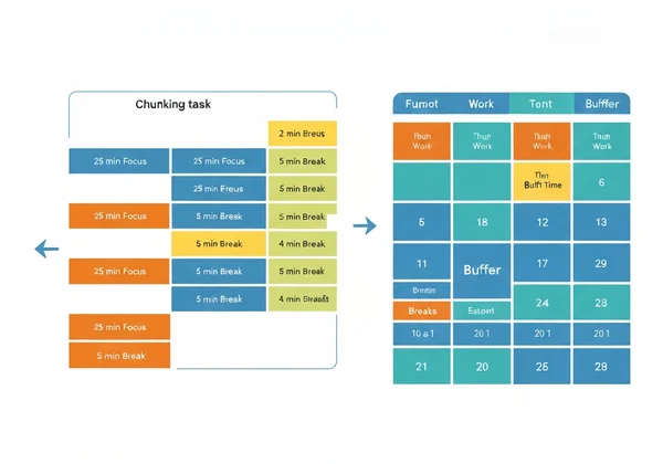 Graphic of chunking and time blocking for ADHD