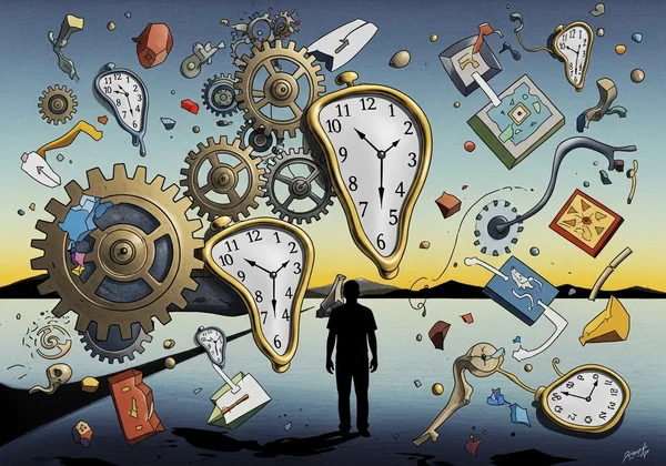 Abstract image of chaotic time management with ADHD