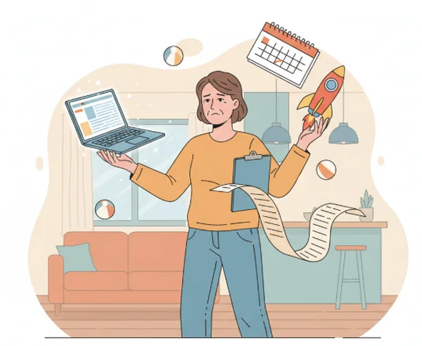 Middle-aged parent juggling family and work demands