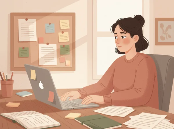 Adult struggling with focus at desk